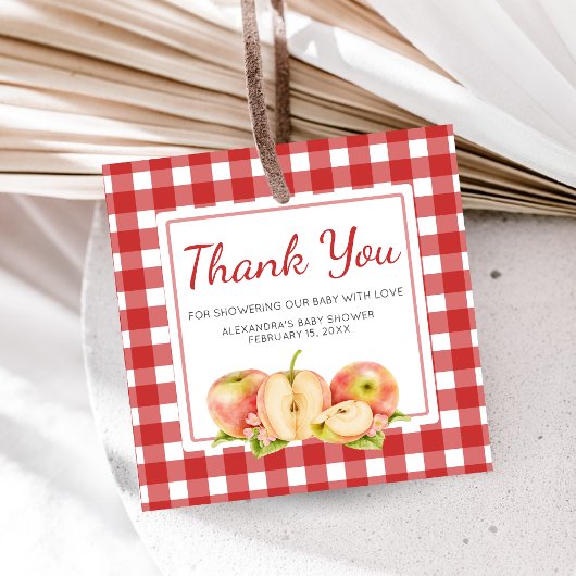 Gingham Appel van Onze Ogen Baby Shower Bedankjes Labels
