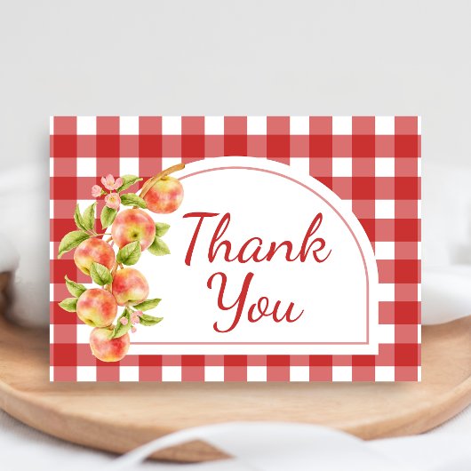 Gingham Appel van Onze Ogen Baby Shower Bedankkaart