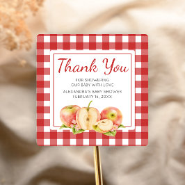 Gingham Appel van Onze Ogen Baby Shower Vierkante Sticker
