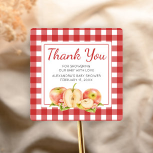 Gingham Appel van Onze Ogen Baby Shower Vierkante Sticker