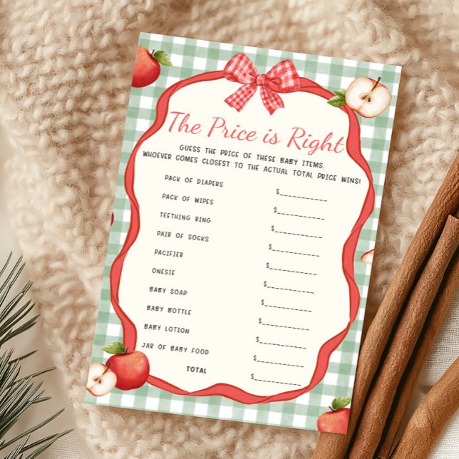 Gingham Appel van Onze Ogen De Prijs Is Juist Spel (Apple of Our Eye Baby Shower The Price Is Right Game)