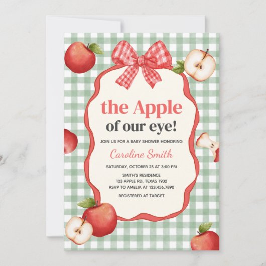 Gingham Appel van onze oog Baby Shower Kaart (Voorkant)
