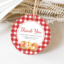 Gingham Apple of Our Eye Baby Shower Bedankjes Labels