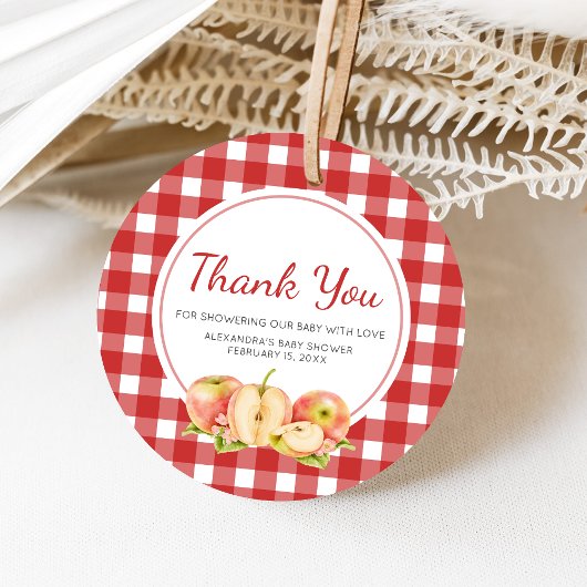 Gingham Apple of Our Eye Baby Shower Bedankjes Labels