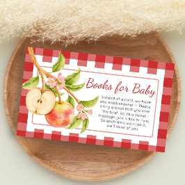 Gingham Apple of Our Eye Baby Shower Book for Baby Informatiekaartje