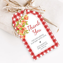 Gingham Apple of Our Eye Baby Shower Favor Tags Cadeaulabel