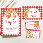 Gingham Apple of Our Eye Baby Shower Kaart