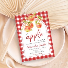 Gingham Apple of Our Eye Baby Shower Kaart