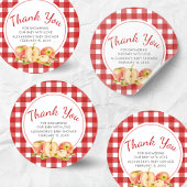 Gingham Apple of Our Eye Baby Shower Ronde Sticker
