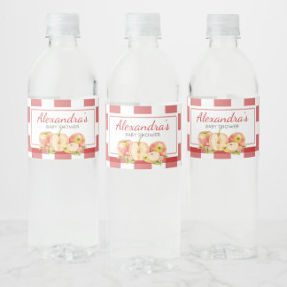 Gingham Apple of Our Eye Baby Shower Waterfles Etiket