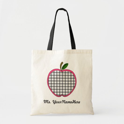 Gingham Apple Teacher Bag Tote Bag (Voorkant)