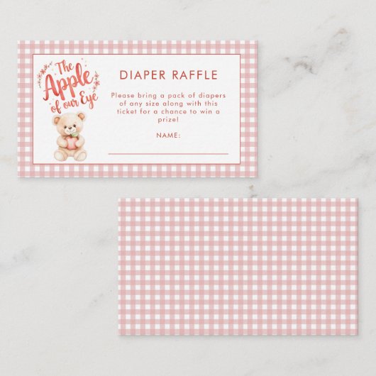 Gingham Apple van Eye Luier Raffle Baby shower Informatiekaartje (Voorkant / Achterkant)