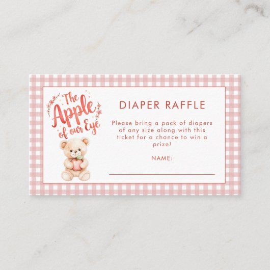 Gingham Apple van Eye Luier Raffle Baby shower Informatiekaartje (Voorkant)