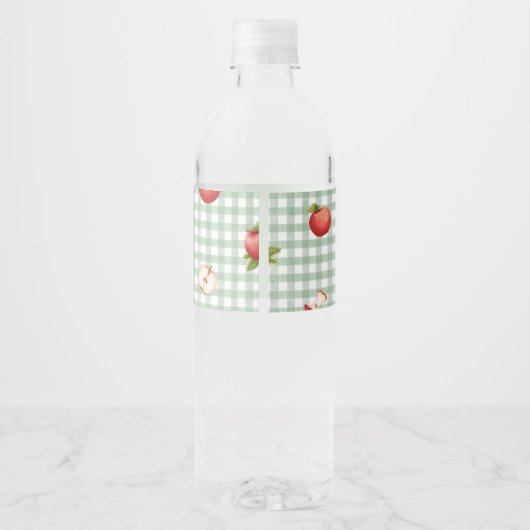 Gingham Apple van ons Eye Baby shower Waterfles Etiket (Achterkant)