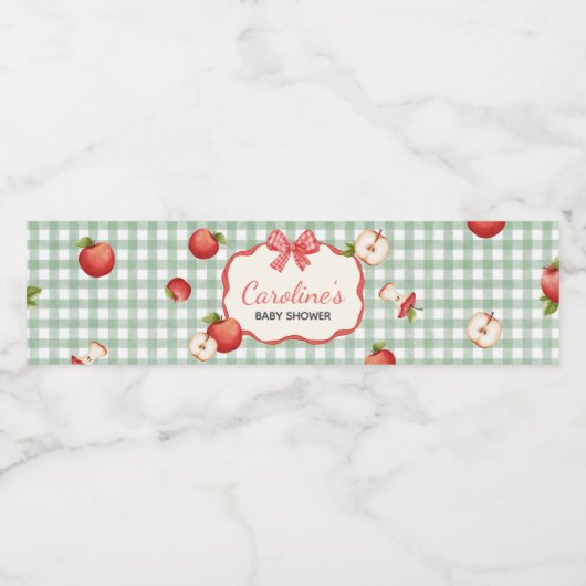 Gingham Apple van ons Eye Baby shower Waterfles Etiket (Enkel label)