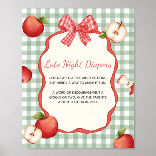 Gingham Apple van ons Oog Late Night Luiers Sign Poster (Voorkant)