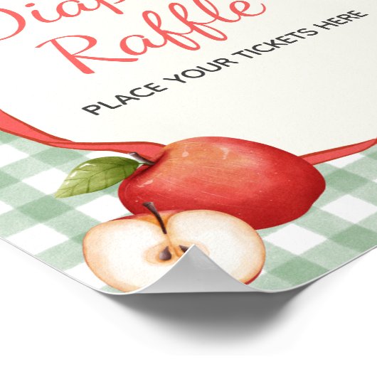 Gingham Apple van onze Eye Baby Luier Raffle Sign Poster (Hoek)