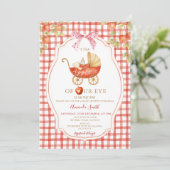 Gingham Apple van onze Eye Baby shower Carriage Kaart (Staand voorkant)