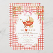 Gingham Apple van onze Eye Baby shower Carriage Kaart (Voorkant / Achterkant)