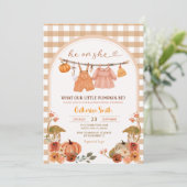 Gingham ArchPumpkin Gender Reveal Herfst Herfst Kaart (Staand voorkant)