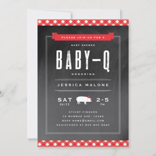 Gingham Baby BBQ Baby shower Kaart (Voorkant)