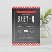 Gingham Baby BBQ Baby shower Kaart (Staand voorkant)