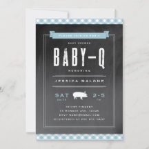 Gingham Baby BBQ Blauwe Baby Shower