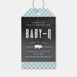 Gingham Baby BBQ Blue Baby shower Cadeaulabel