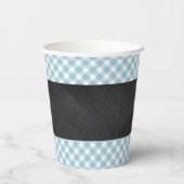 Gingham Baby BBQ Blue Co-ed Baby shower Papieren Bekers (Achterkant)