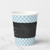 Gingham Baby BBQ Blue Co-ed Baby shower Papieren Bekers (Links)