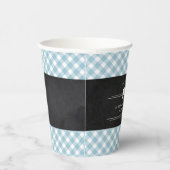 Gingham Baby BBQ Blue Co-ed Baby shower Papieren Bekers (Rechts)