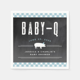 Gingham Baby BBQ Blue Co-ed Baby shower Servet