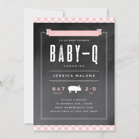 Gingham Baby BBQ Co-ed Baby shower Kaart (Voorkant)