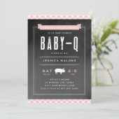 Gingham Baby BBQ Co-ed Baby shower Kaart (Staand voorkant)