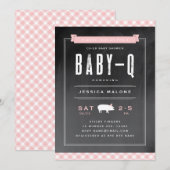 Gingham Baby BBQ Co-ed Baby shower Kaart (Voorkant / Achterkant)