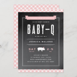 Gingham Baby BBQ Co-ed Baby shower Kaart