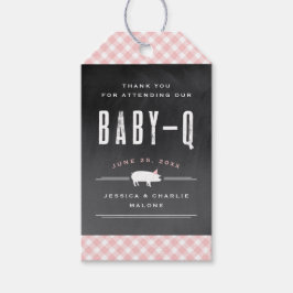 Gingham Baby BBQ Roze Baby shower Cadeaulabel
