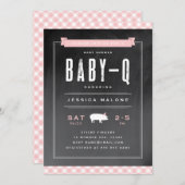 Gingham Baby BBQ Roze Baby shower Kaart (Voorkant / Achterkant)