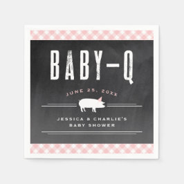 Gingham Baby BBQ Roze Co-ed Baby shower Servet