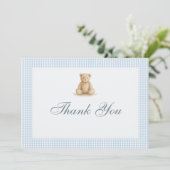 Gingham Baby Bearly Wait Teddy Bear Baby Shower Bedankkaart (Staand voorkant)