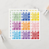 Gingham Baby Geboorteaankondiging op basis van gel Kaart (Voorkant / Achterkant in situ)