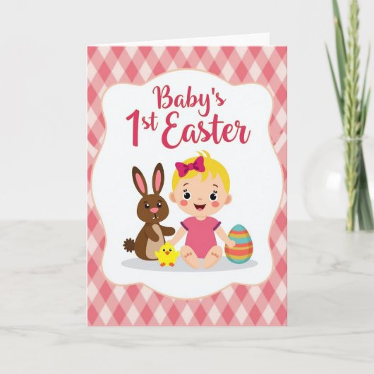 Gingham Baby Pasen Kaart (Voorkant)