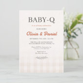 Gingham Baby Q Rustic Couples Baby Shower Kaart (Staand voorkant)