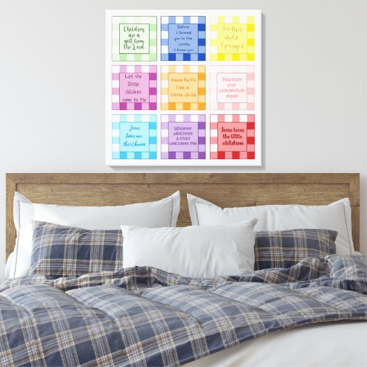 Gingham Baby verzen  Op geloof gebaseerd Canvas Afdruk (Insitu (Slaapkamer))