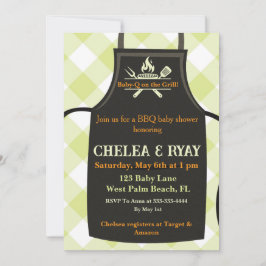 Gingham babyfeest staat op de grill baby shower kaart