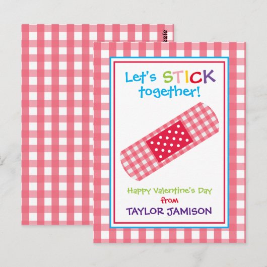 Gingham Bandage Gepersonaliseerde Kaarten van de V (Voorkant / Achterkant)