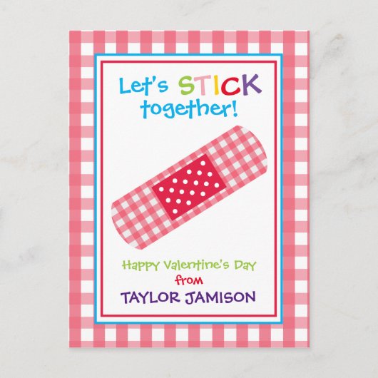 Gingham Bandage Gepersonaliseerde Kaarten van de V (Voorkant)