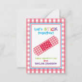 Gingham Bandage Valentijnse klaslokaalkaarten Notitiekaartje (Voorkant)