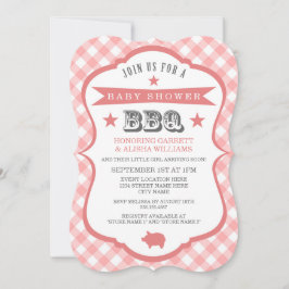 Gingham Barbecue Baby shower Invitation / Coral Kaart