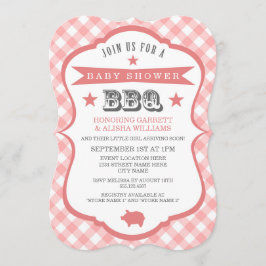 Gingham Barbecue Baby shower Invitation / Coral Kaart